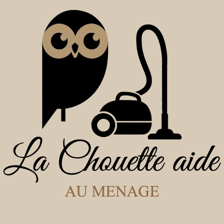 Ménage Logo de "La Chouette aide" avec un aspirateur.